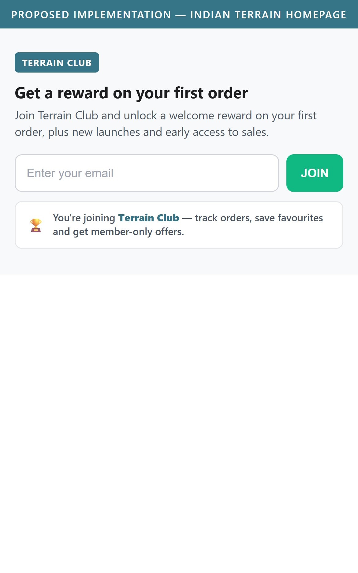 Proposed Implementation — Indian Terrain Homepage